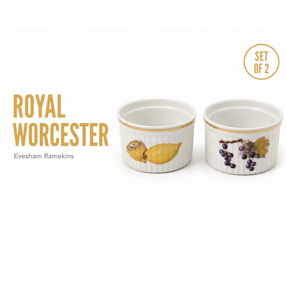 Royal Worcester Evesham Ramekins Set 2 Oven To Table England